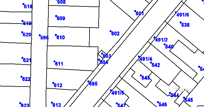 Parcela st. 603 v KÚ Vinařice u Kladna, Katastrální mapa