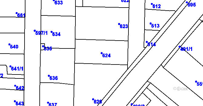 Parcela st. 624 v KÚ Vinařice u Kladna, Katastrální mapa