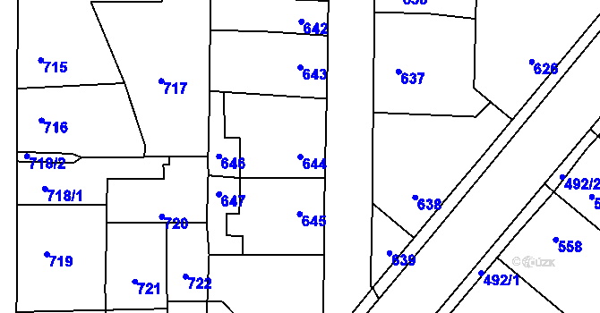 Parcela st. 644 v KÚ Vinařice u Kladna, Katastrální mapa