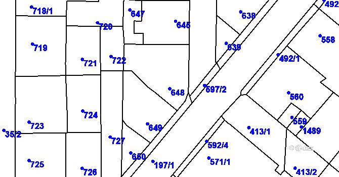 Parcela st. 648 v KÚ Vinařice u Kladna, Katastrální mapa