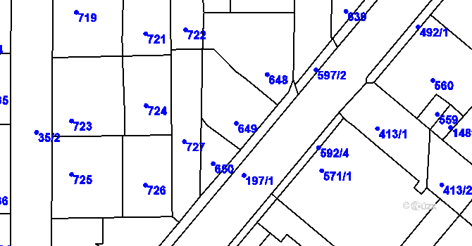 Parcela st. 649 v KÚ Vinařice u Kladna, Katastrální mapa