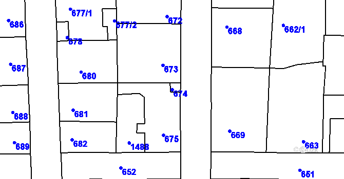 Parcela st. 674 v KÚ Vinařice u Kladna, Katastrální mapa