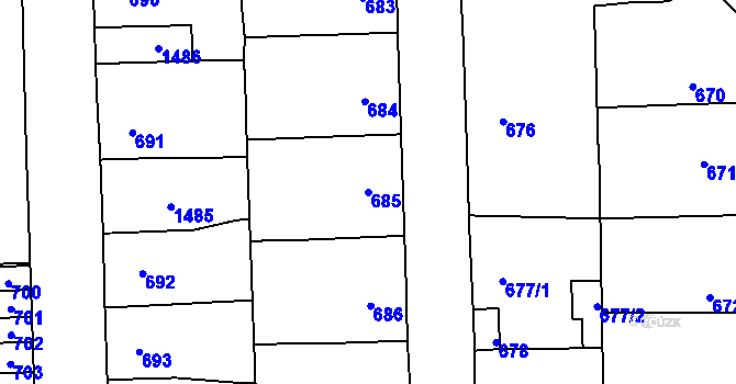 Parcela st. 685 v KÚ Vinařice u Kladna, Katastrální mapa