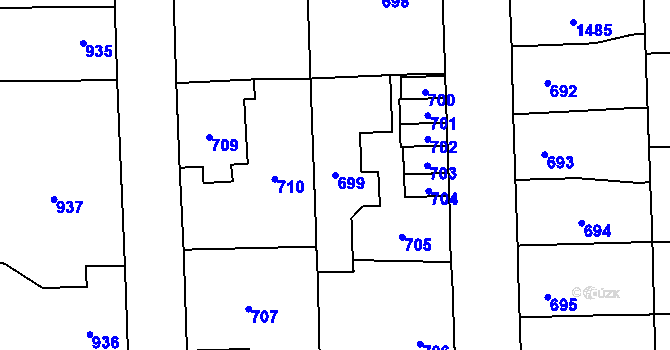 Parcela st. 699 v KÚ Vinařice u Kladna, Katastrální mapa