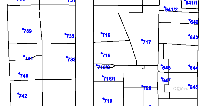 Parcela st. 716 v KÚ Vinařice u Kladna, Katastrální mapa