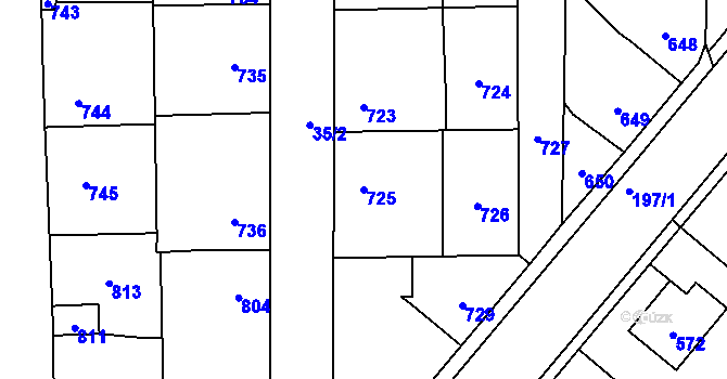 Parcela st. 725 v KÚ Vinařice u Kladna, Katastrální mapa