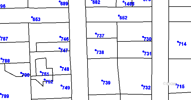 Parcela st. 738 v KÚ Vinařice u Kladna, Katastrální mapa