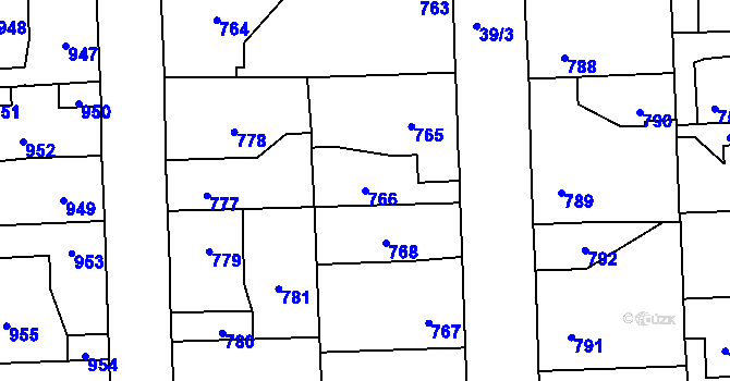 Parcela st. 766 v KÚ Vinařice u Kladna, Katastrální mapa