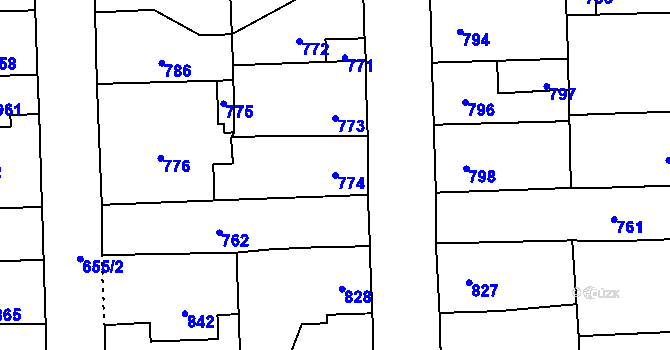 Parcela st. 774 v KÚ Vinařice u Kladna, Katastrální mapa