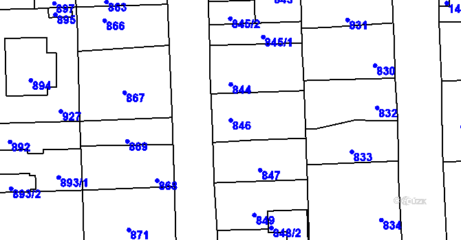 Parcela st. 846 v KÚ Vinařice u Kladna, Katastrální mapa