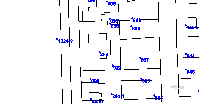 Parcela st. 894 v KÚ Vinařice u Kladna, Katastrální mapa