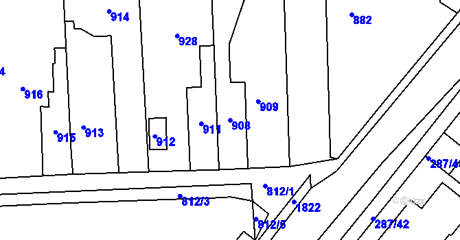 Parcela st. 908 v KÚ Vinařice u Kladna, Katastrální mapa