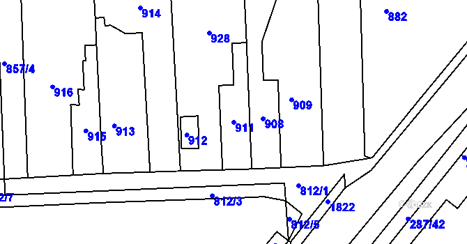 Parcela st. 911 v KÚ Vinařice u Kladna, Katastrální mapa