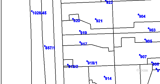 Parcela st. 917 v KÚ Vinařice u Kladna, Katastrální mapa