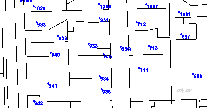 Parcela st. 932 v KÚ Vinařice u Kladna, Katastrální mapa