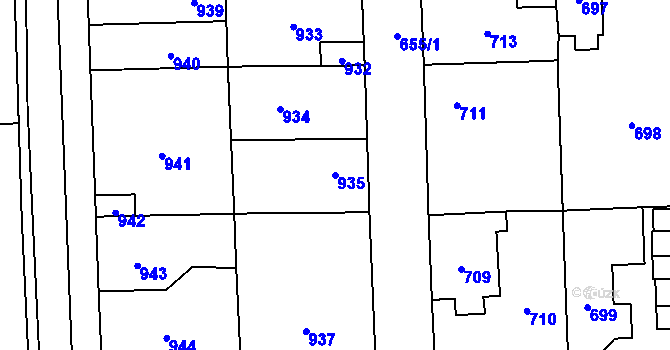 Parcela st. 935 v KÚ Vinařice u Kladna, Katastrální mapa