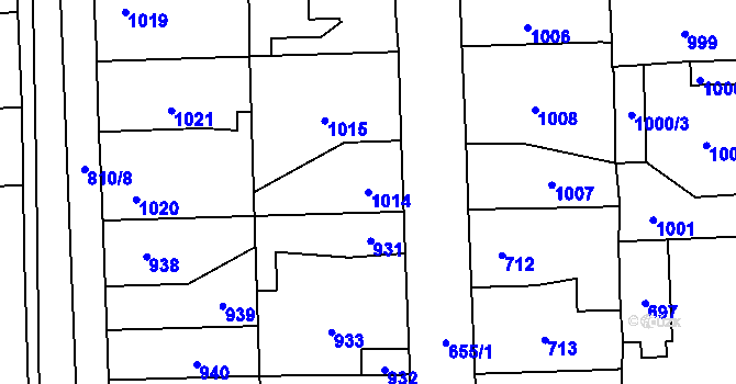 Parcela st. 1014 v KÚ Vinařice u Kladna, Katastrální mapa