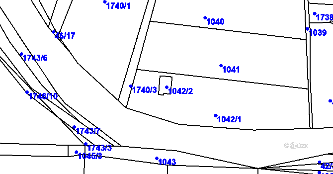 Parcela st. 1042/2 v KÚ Vinařice u Kladna, Katastrální mapa