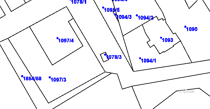 Parcela st. 1078/3 v KÚ Vinařice u Kladna, Katastrální mapa