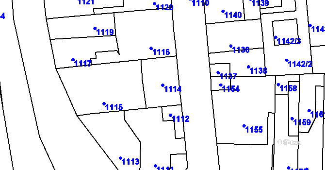 Parcela st. 1114 v KÚ Vinařice u Kladna, Katastrální mapa