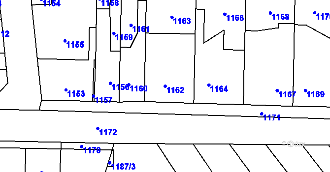 Parcela st. 1162 v KÚ Vinařice u Kladna, Katastrální mapa