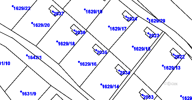 Parcela st. 2035 v KÚ Vinařice u Kladna, Katastrální mapa