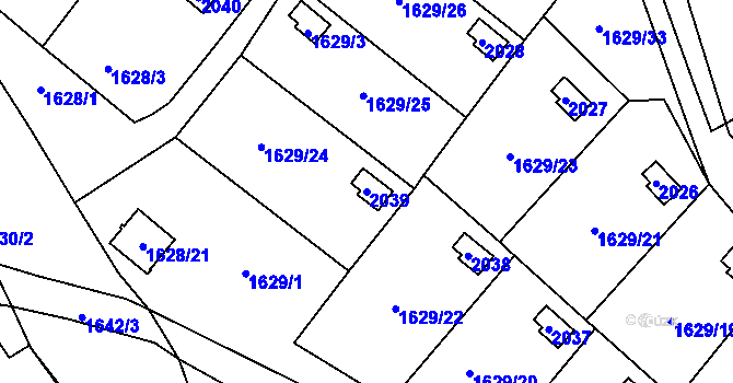 Parcela st. 2039 v KÚ Vinařice u Kladna, Katastrální mapa