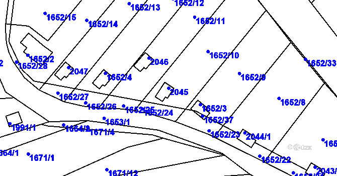 Parcela st. 2045 v KÚ Vinařice u Kladna, Katastrální mapa