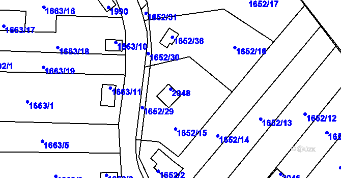 Parcela st. 2048 v KÚ Vinařice u Kladna, Katastrální mapa