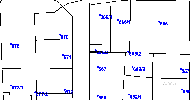 Parcela st. 665/2 v KÚ Vinařice u Kladna, Katastrální mapa