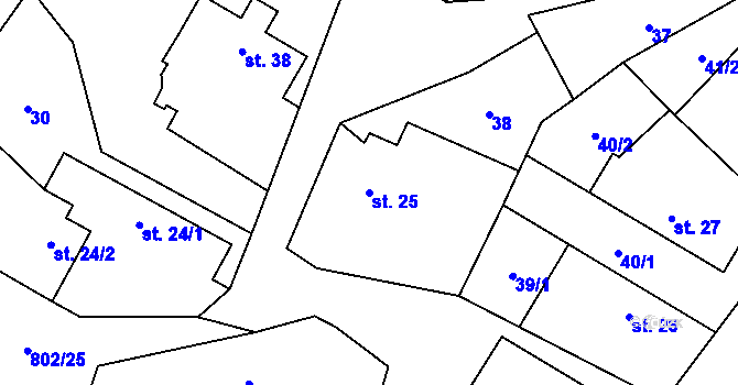 Parcela st. 25 v KÚ Vinařice u Dobrovice, Katastrální mapa