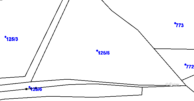 Parcela st. 125/5 v KÚ Vinařice u Dobrovice, Katastrální mapa