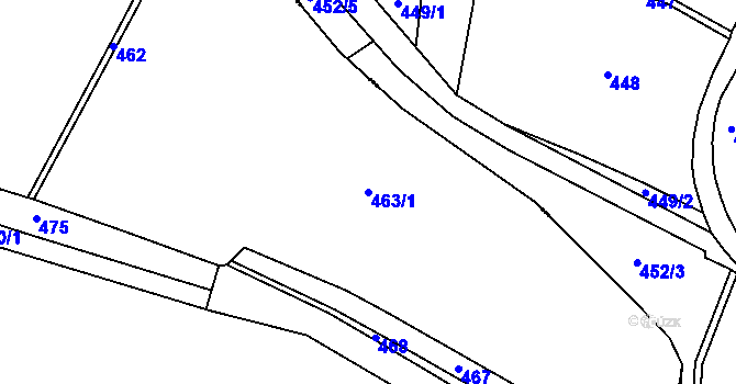 Parcela st. 463/1 v KÚ Vinařice u Dobrovice, Katastrální mapa