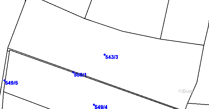 Parcela st. 543/3 v KÚ Vinařice u Dobrovice, Katastrální mapa