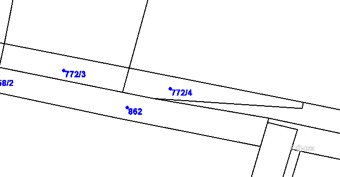 Parcela st. 772/4 v KÚ Vinařice u Dobrovice, Katastrální mapa