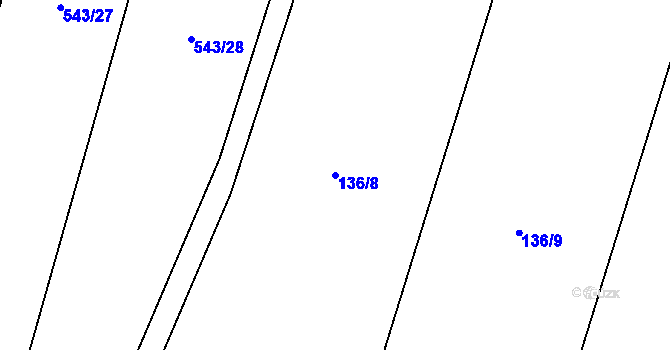 Parcela st. 136/8 v KÚ Vinařice u Dobrovice, Katastrální mapa