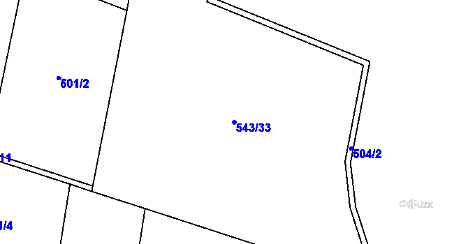 Parcela st. 543/33 v KÚ Vinařice u Dobrovice, Katastrální mapa