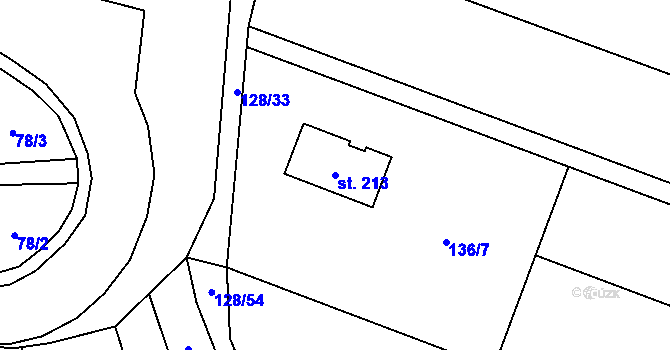 Parcela st. 213 v KÚ Vinařice u Dobrovice, Katastrální mapa