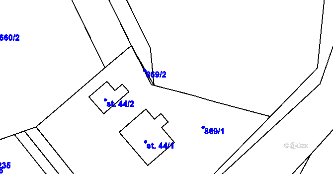Parcela st. 249 v KÚ Vinařice u Dobrovice, Katastrální mapa