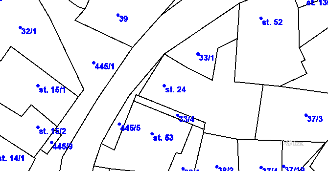 Parcela st. 24 v KÚ Divice, Katastrální mapa