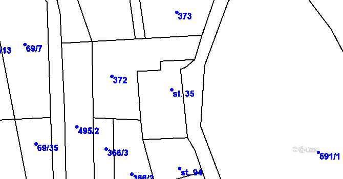 Parcela st. 35 v KÚ Divice, Katastrální mapa