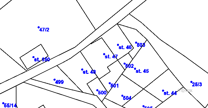 Parcela st. 47 v KÚ Divice, Katastrální mapa