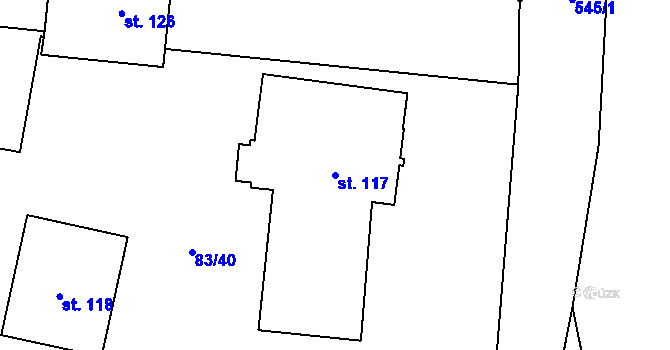 Parcela st. 117 v KÚ Divice, Katastrální mapa