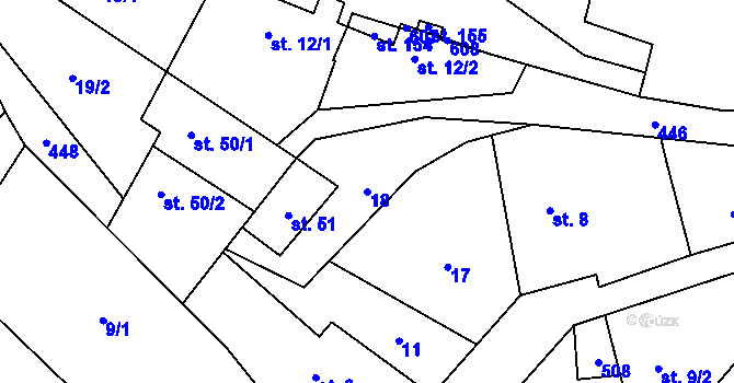 Parcela st. 18 v KÚ Divice, Katastrální mapa