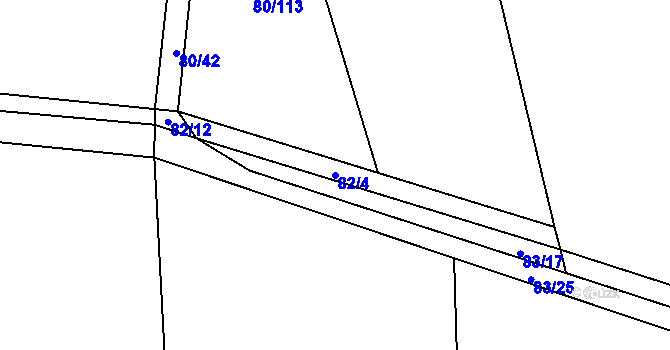 Parcela st. 82/4 v KÚ Divice, Katastrální mapa