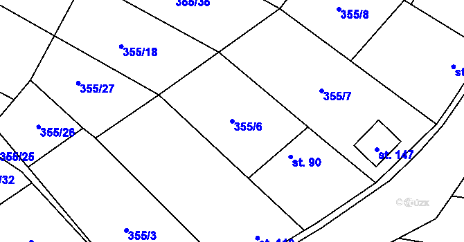 Parcela st. 355/6 v KÚ Divice, Katastrální mapa