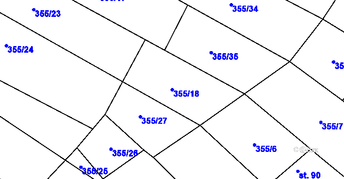 Parcela st. 355/18 v KÚ Divice, Katastrální mapa