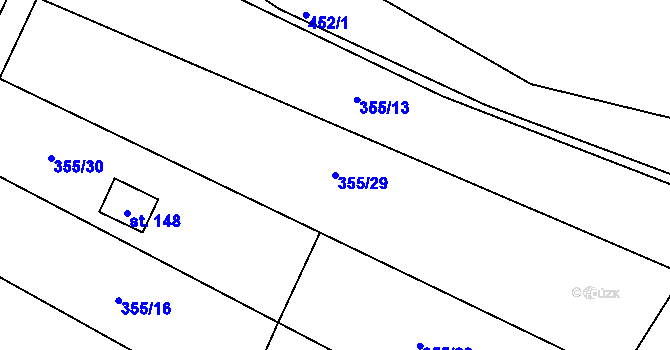 Parcela st. 355/29 v KÚ Divice, Katastrální mapa