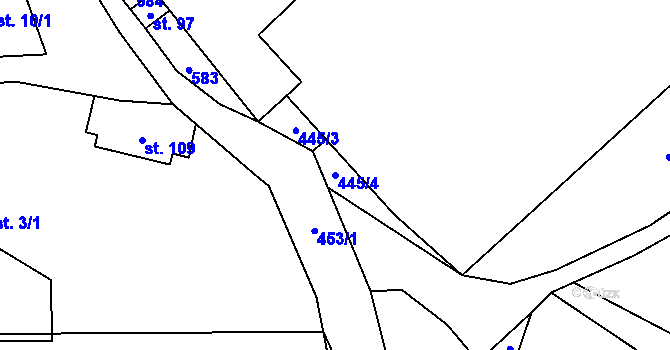 Parcela st. 445/4 v KÚ Divice, Katastrální mapa
