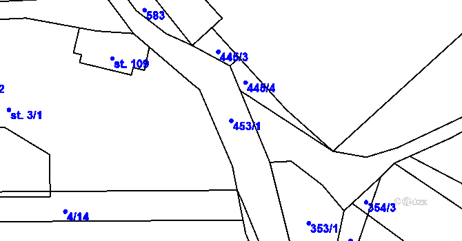 Parcela st. 453/1 v KÚ Divice, Katastrální mapa